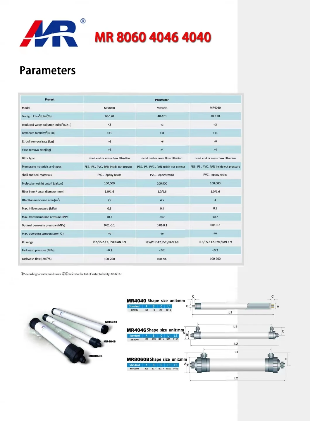 Ultrafiltration Water Purifier Ceramic Ultrafiltration Membrane Mr-UF-8060 Ultrafiltration Membrane